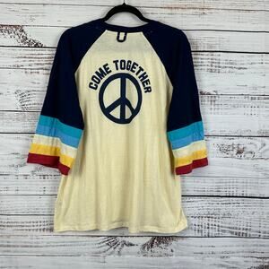 Women Camp Collection Come Together Cream Navy Raglan Retro Striped T Shirt XL